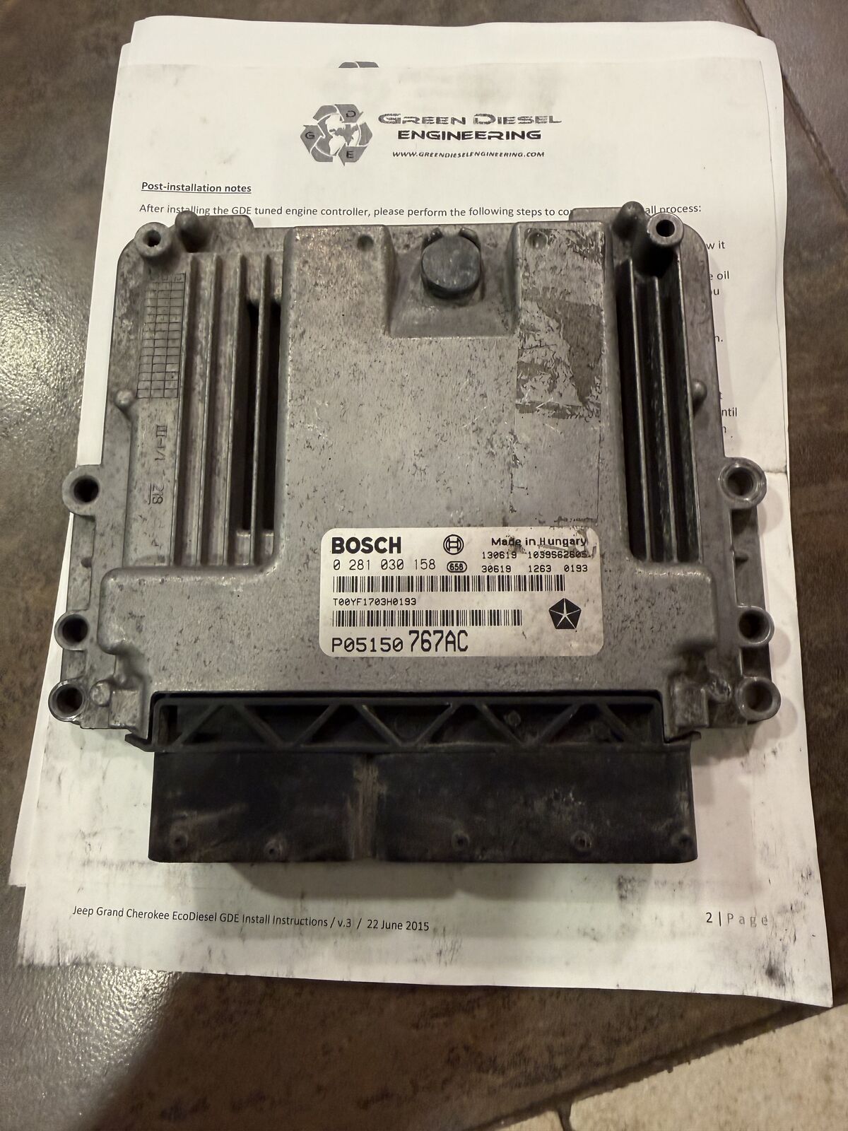 Green Diesel Hot Tune GDE 2014-2018 Jeep Grand Cherokee ECU PCM P05150767AC