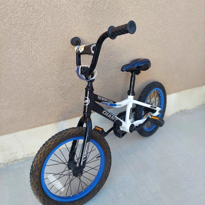 Giant Animator 16" Wheel Kids' Bike - Black/White/Blue BMX Style Bicycle