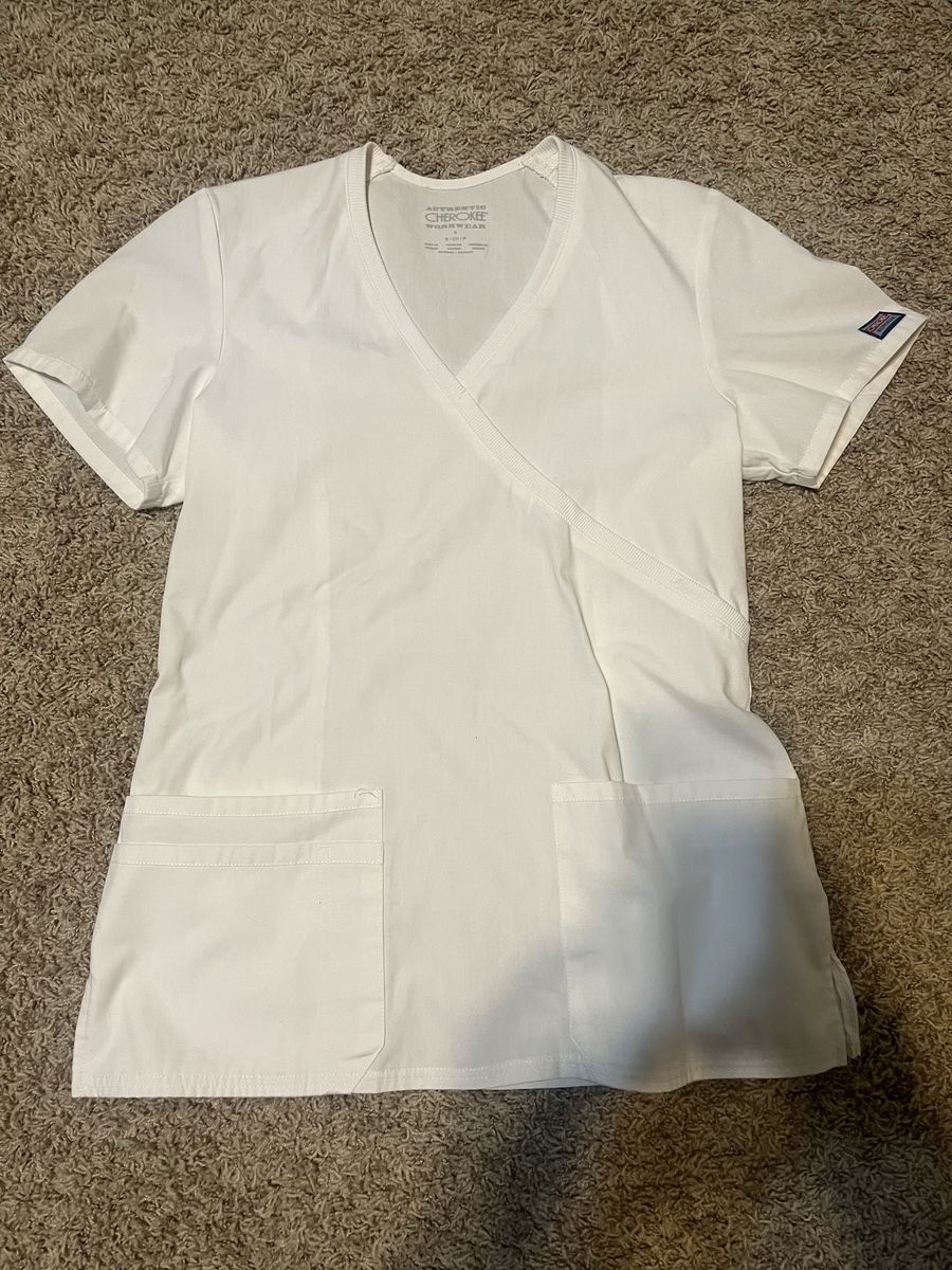 White scrub top