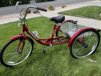 Brand New Adult Tricycle, 24" 1-Speed Three Wheel Bicycle, Cruiser Trike with Large Basket