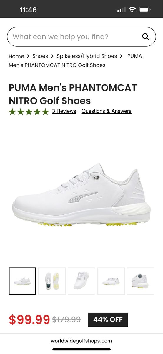 PUMA Men's Phantomcat Nitro Golf Shoes - White - Size 11 - Flexspike Technology
