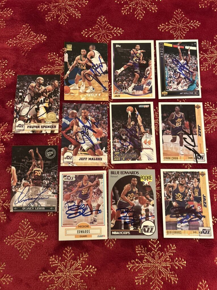 11 Utah Jazz Autograph NBA Basketball Card Lot