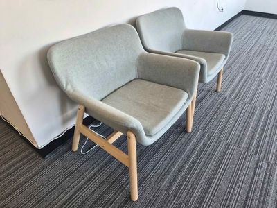 Pair of light green accent chairs