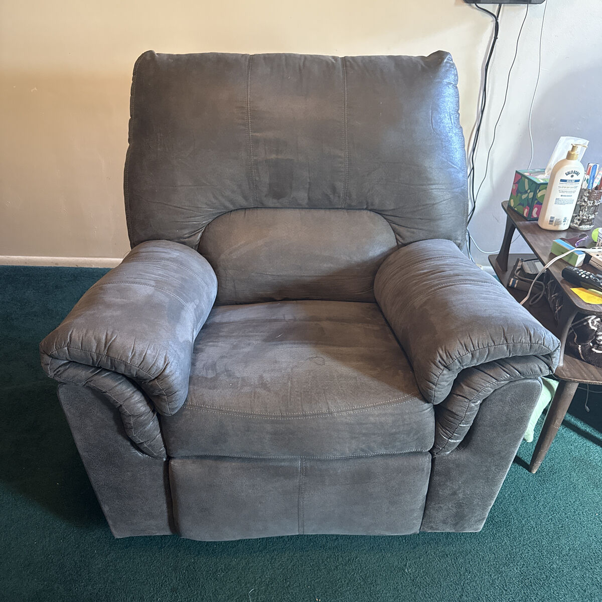 Gray Suede Reclining Chair