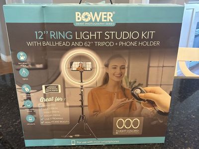 Bower 12" Ring Light Studio Kit w/ Ballhead, 62" Tripod & Phone Holder, Wireless Remote