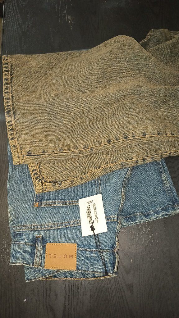 Motel Denim Roomy Wide Low Rise Jeans Sandy Blue Acid Size W28 L32