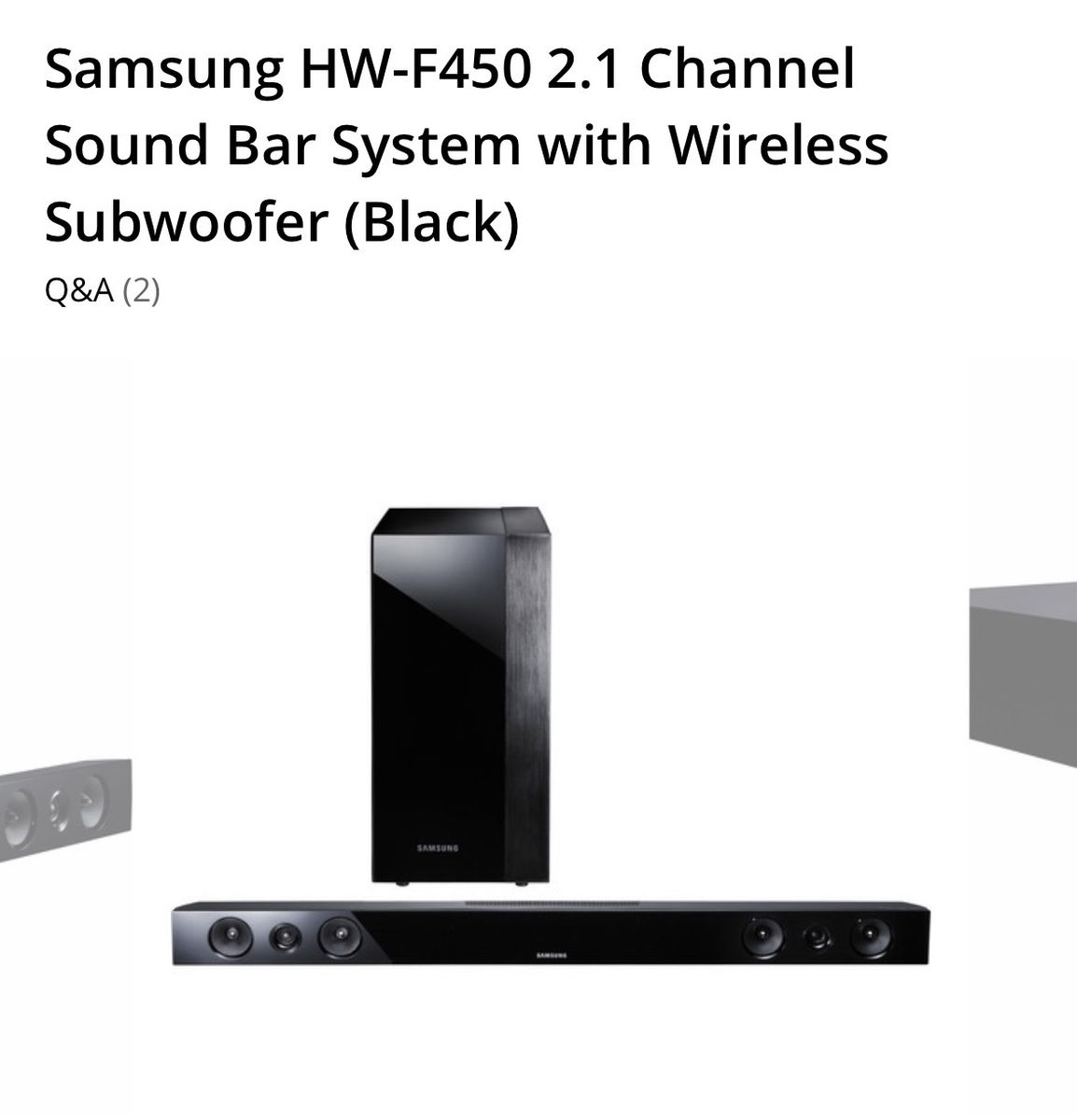 Samsung 2.1 Ch Sound Bar w/ Wireless Sub
