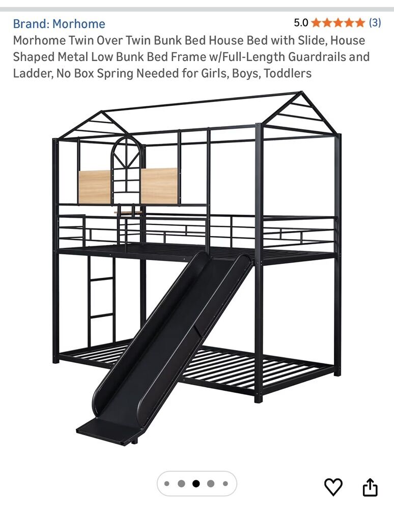 Twin Bunk Bed With Slide & Guardrails