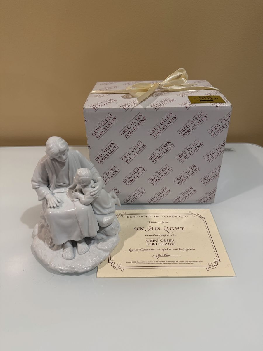 Greg Olsen Porcelains "In His Light" Figurine - Original Artwork Collection, White Ceramic
