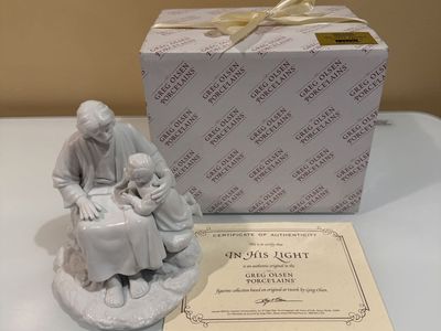 Greg Olsen Porcelains "In His Light" Figurine - Original Artwork Collection, White Ceramic