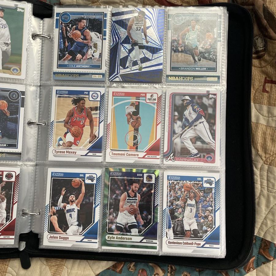 Assorted Sports Trading Cards Binder Collection NBA MLB Topps Donruss NBA Hoops