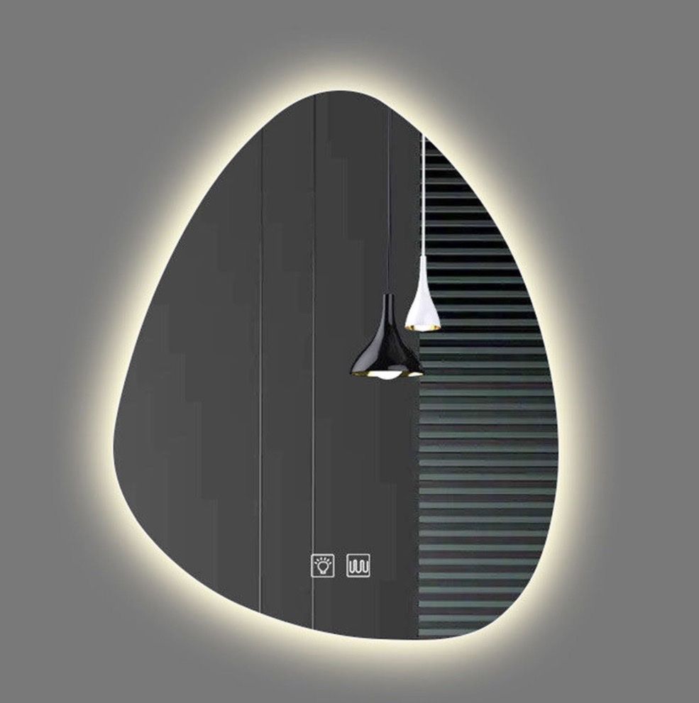 New- LED Backlit Bathroom Mirror, Irregular Shape, Anti-Fog, Wall-Mounted, Touch Sensor 30x30