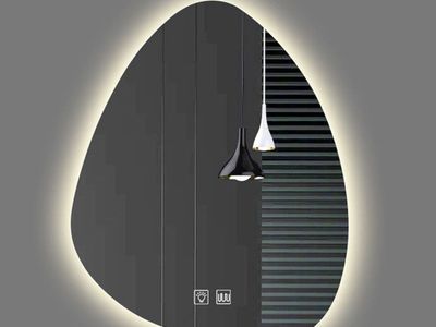 New- LED Backlit Bathroom Mirror, Irregular Shape, Anti-Fog, Wall-Mounted, Touch Sensor 30x30