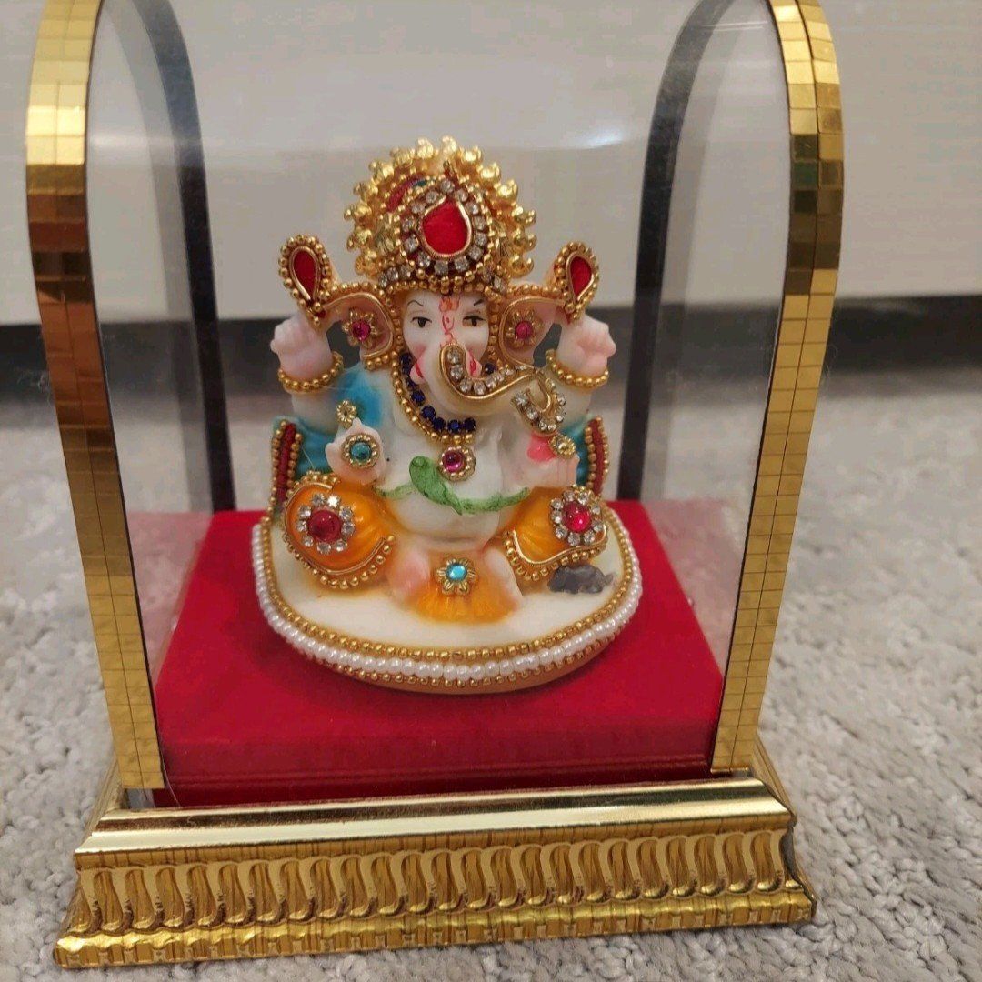 Ganesha Idol Statue in Display Case From India