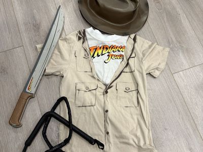 Kids Indiana Jones Costume Set Size M (7/8) with Hat Whip and Machete