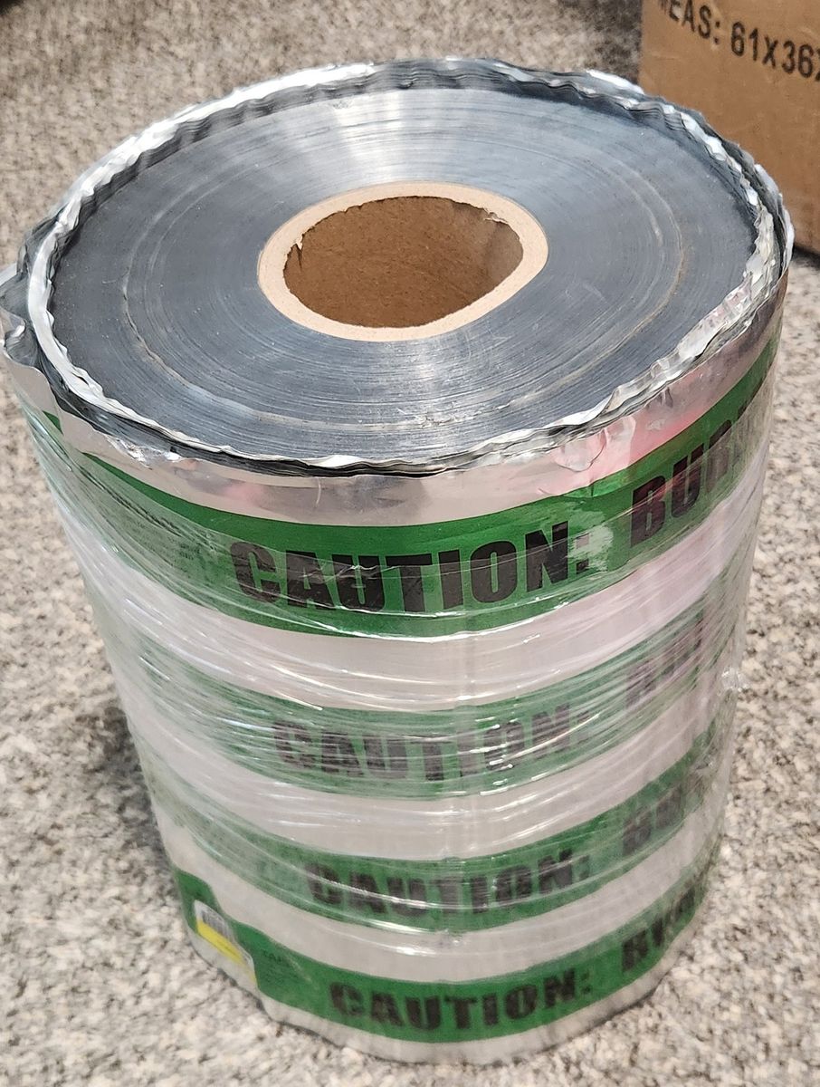 12 in x 1000 ft Green Detector Tape "CAUTION BURIED SEWER LINE BELOW"