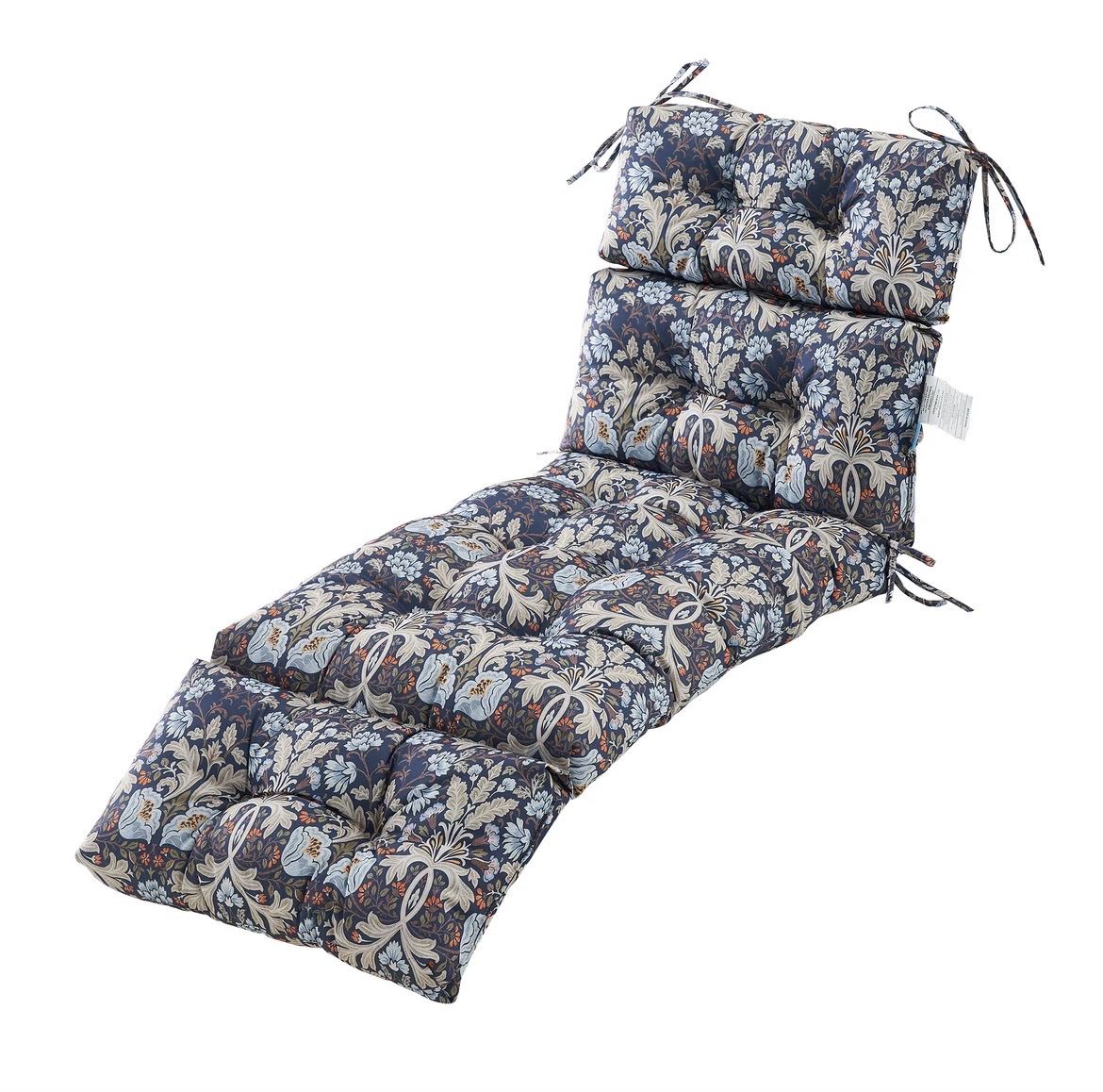 New Artplan Outdoor Chaise Lounge Cushion Floral Navy