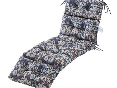 New Artplan Outdoor Chaise Lounge Cushion Floral Navy