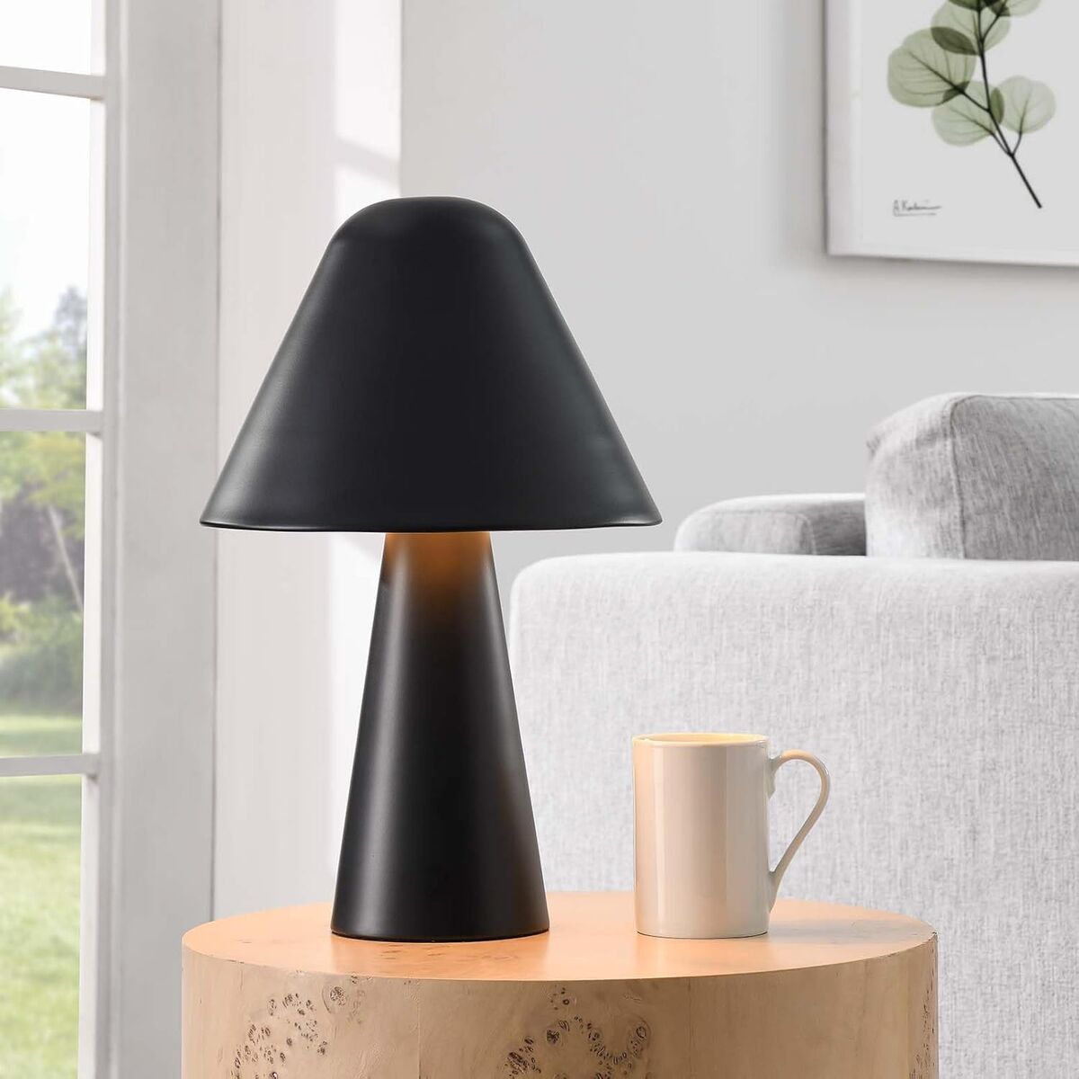 Modway Jovial Metal Mushroom Table Lamp, Black