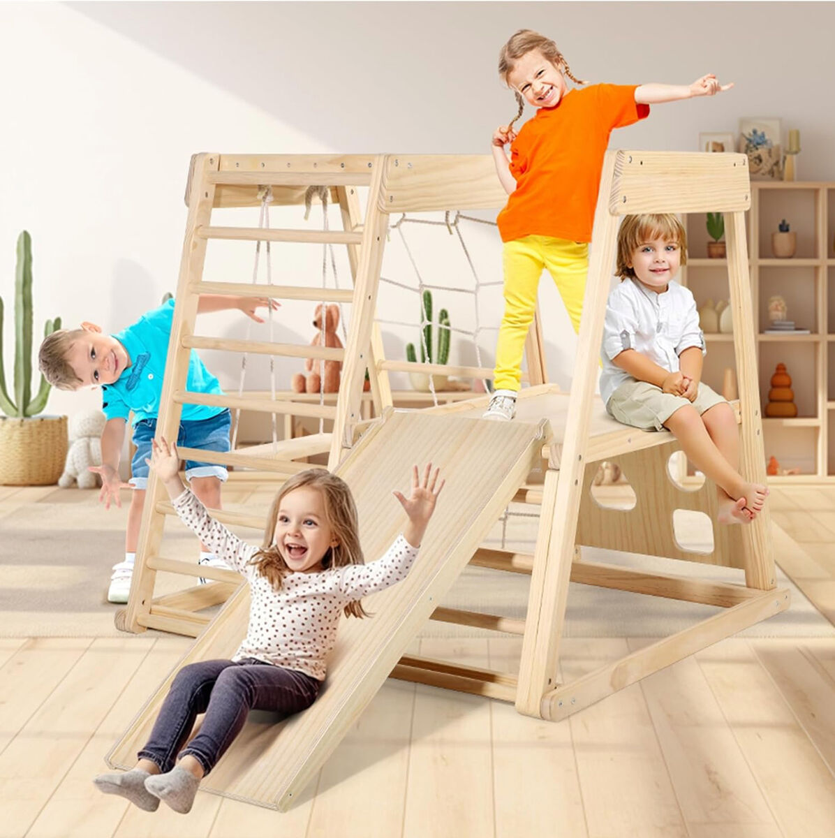 Jungle Gym, Toddler Climbing Toys Indoor, 8 in 1 Indoor Playground Climbing Toys