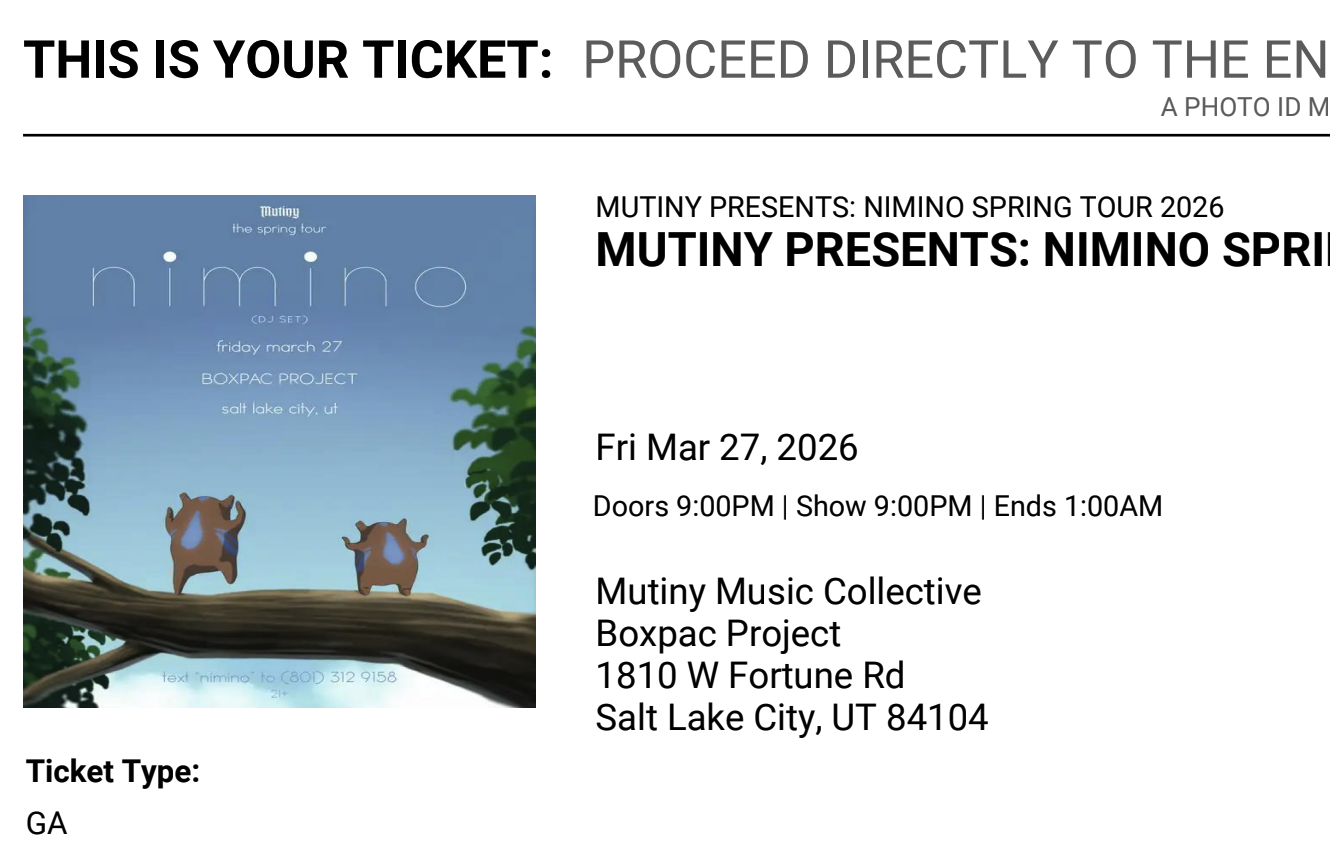 nimino concert tickets 3/27