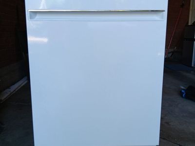 Portable White Dishwasher with Stainless Steel Interior and Wheels