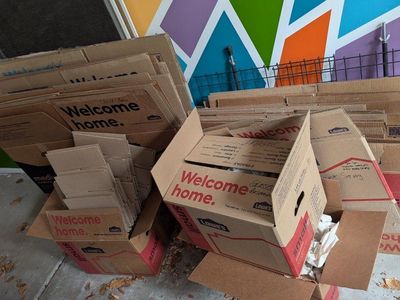 Moving Boxes - S/M/L, some dish moving supplies