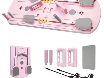 Multifunctional Foldable Push-Up Board with Resistance Bands & Ab Workout Accessories - Pink