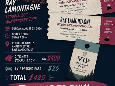 Ray LaMontagne Concert Tickets (2) + VIP Parking Pass!
