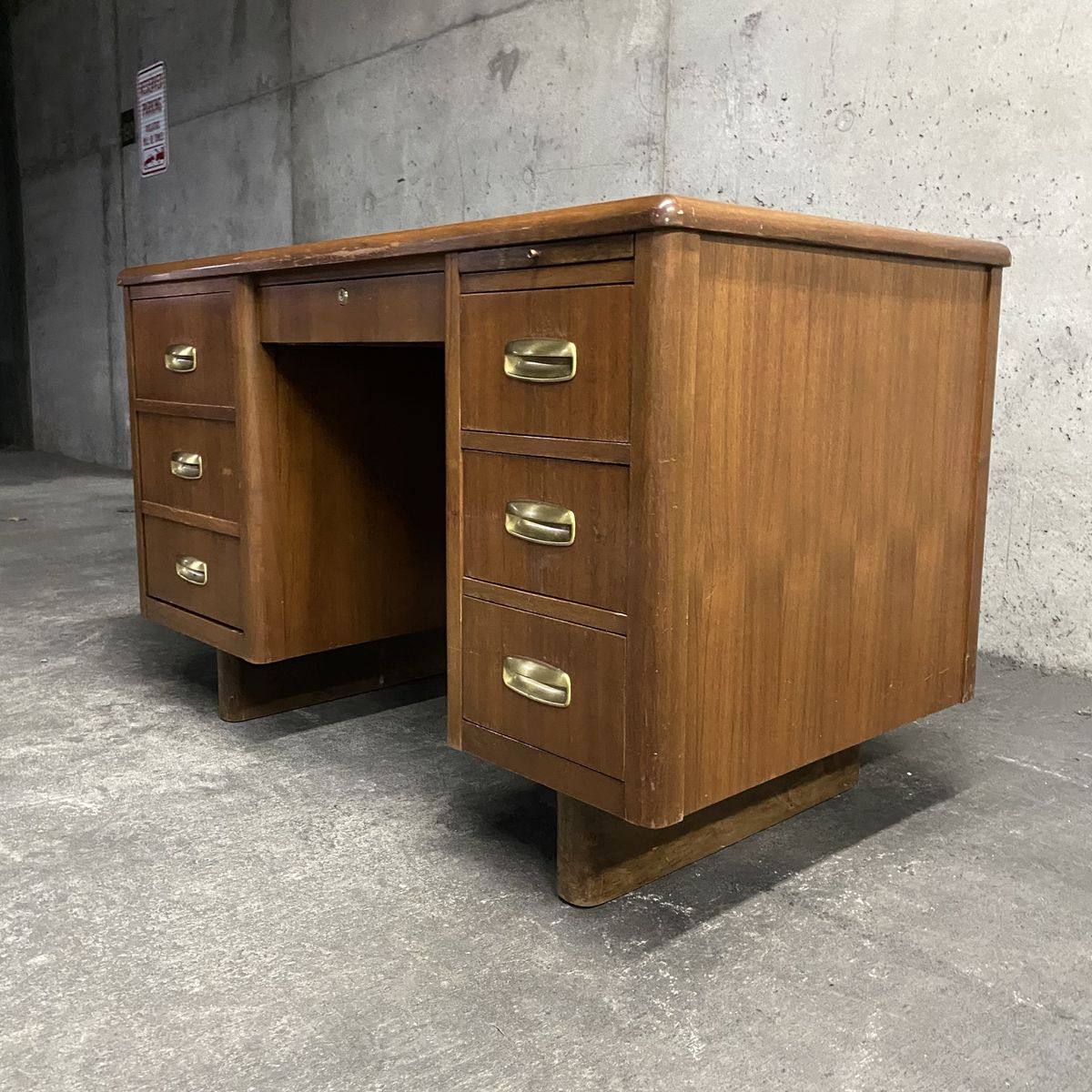 Mid Century Modern Tanker Desk Vintage MCM