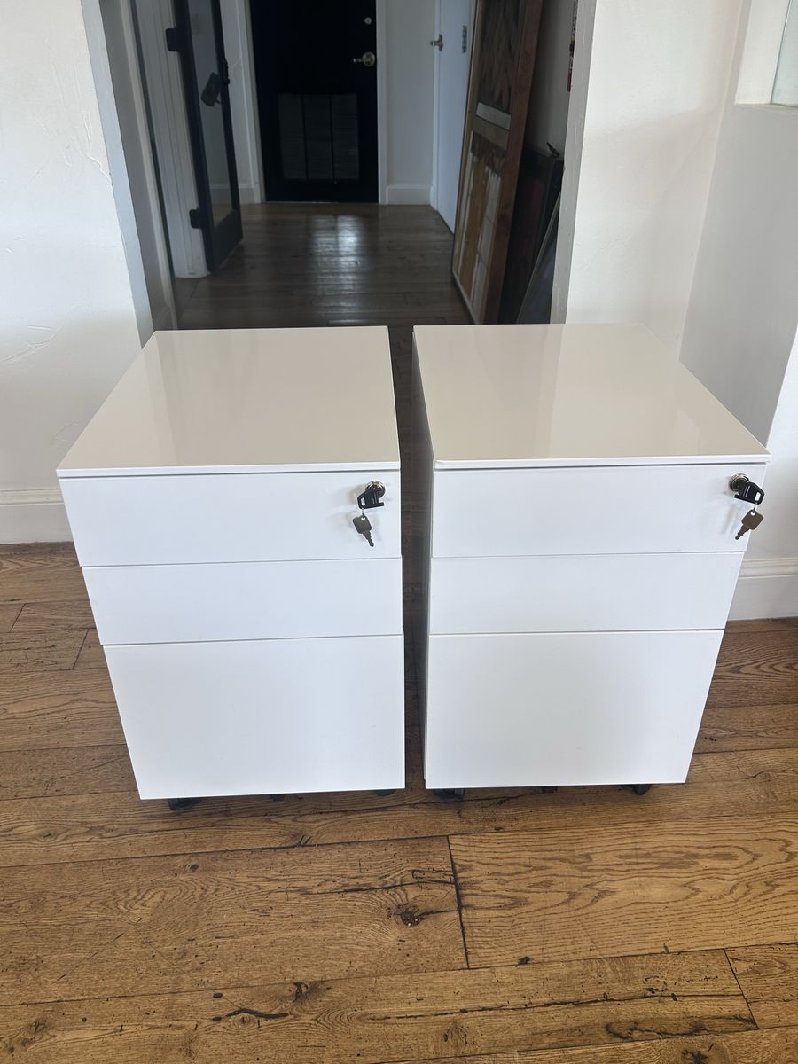 Two (2) Modern Rolling File Cabinets