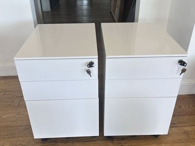 Two (2) Modern Rolling File Cabinets