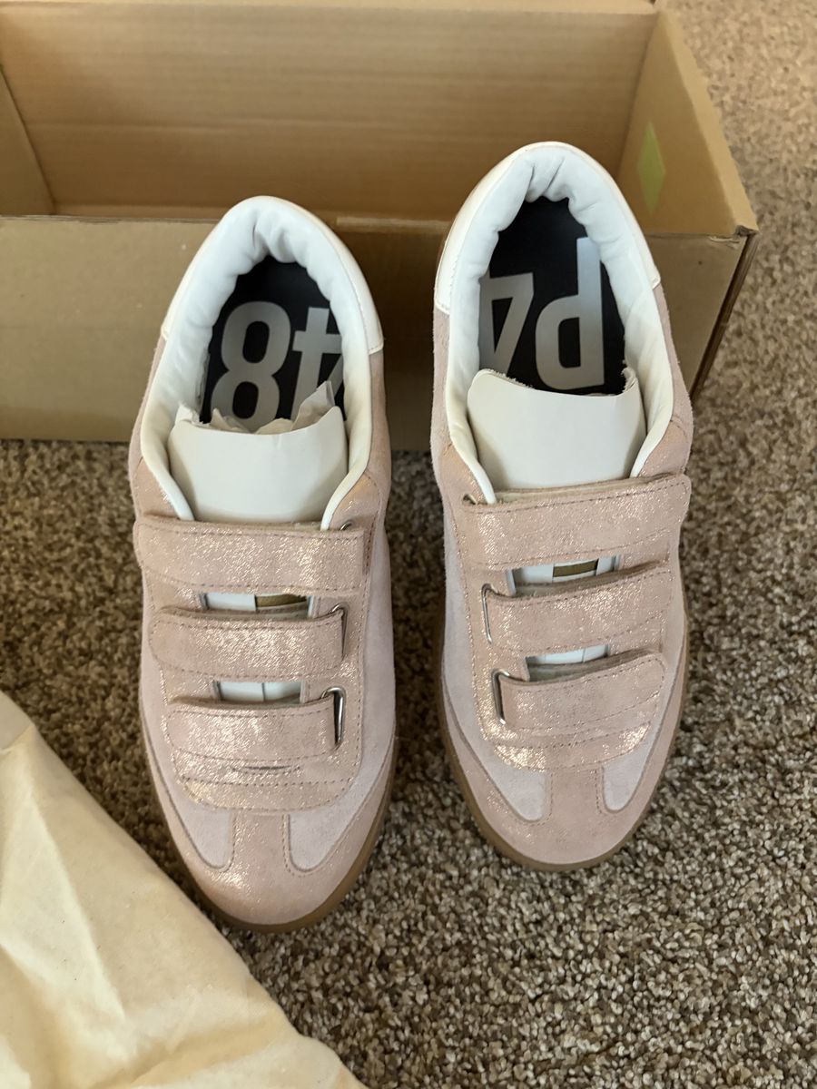 Brand New P448 Italian Leather Sneakers (Monza Velcro - Ambra Nude)
