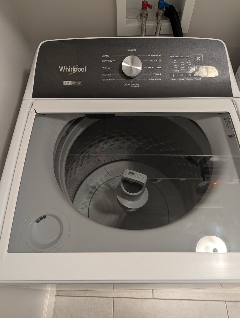 Whirlpool 4.8 cf washer, removable agitator