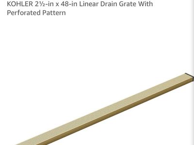 KOHLER 2.5" x 48" Linear Drain Grate - Vibrant Brushed Moderne Brass, Perforated Aluminum