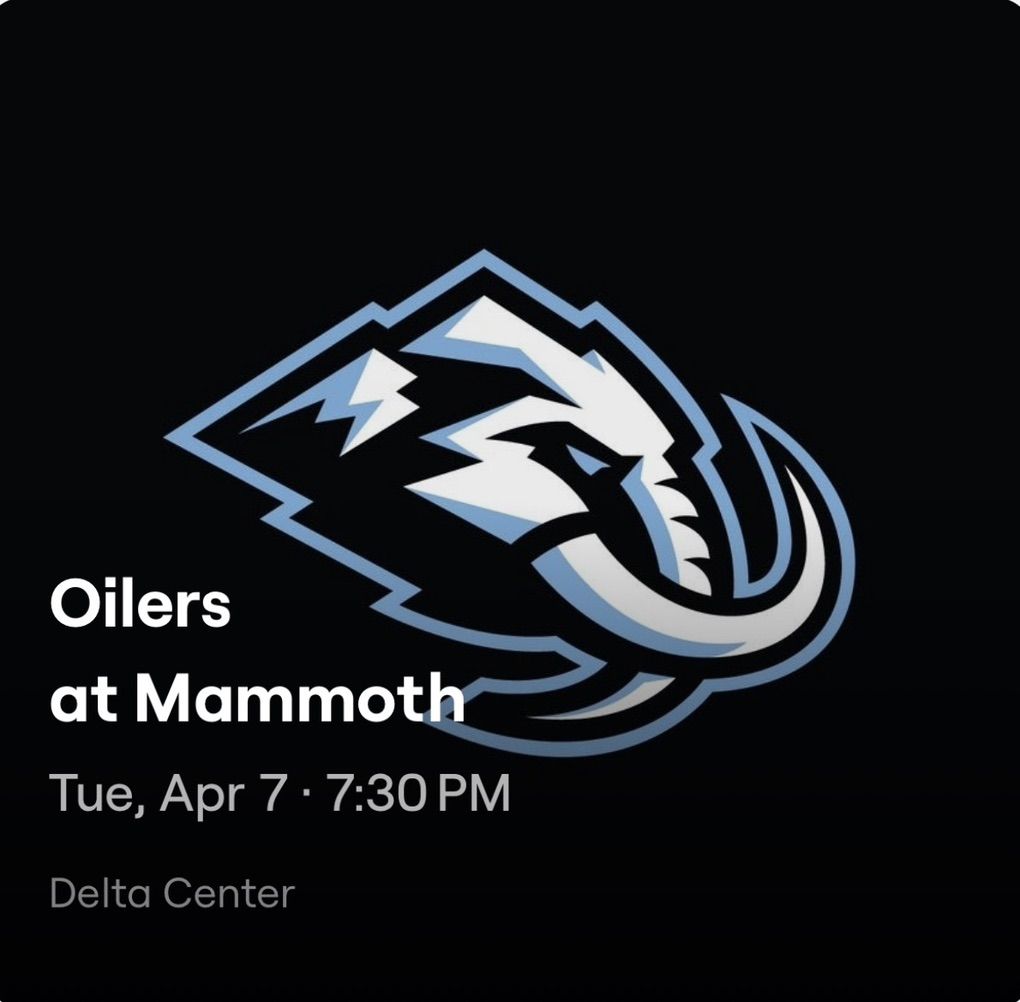 2 Utah Mammoth Vs  Edmonton Oilers Tickets