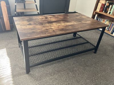 Faux wood/Metal Coffee Table