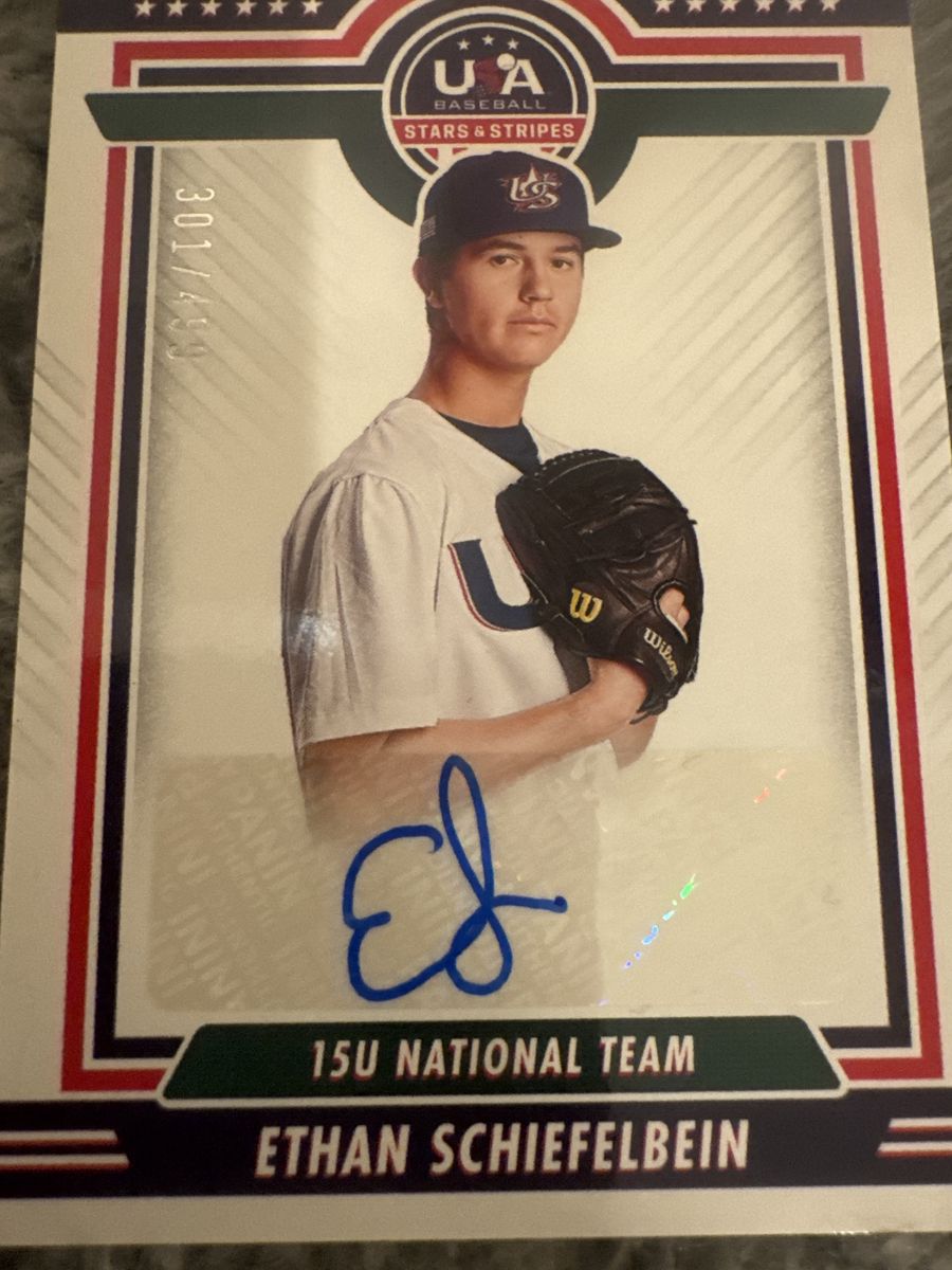 2022 Panini USA Baseball Stars & Stripes Ethan Schiefelbein Auto 301/499 15U National Team