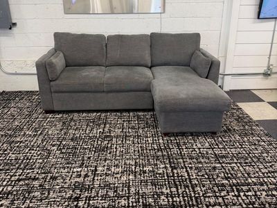 COSTCO LUKE FABRIC SLEEPER SOFA W/ REVERSIBLE STORAGE CHAISE, GRAY!!