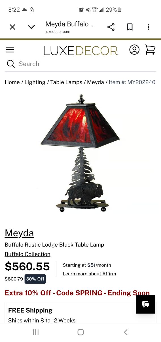 Meyda Tiffany Buffalo lamp