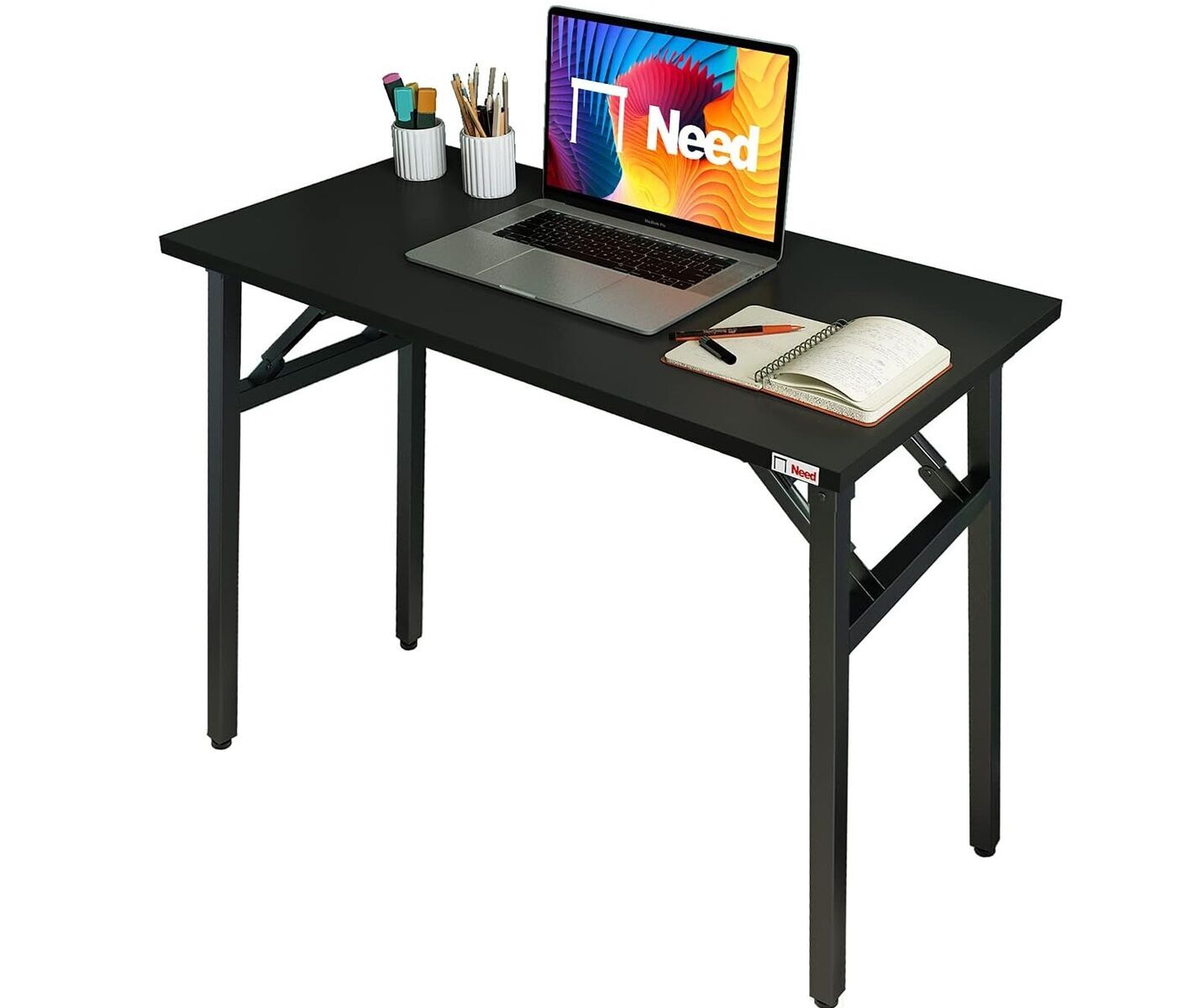 Folding Desk 31 1/2" Foldable Small Computer Table, Heavy Duty Writing Desk, Black Frame