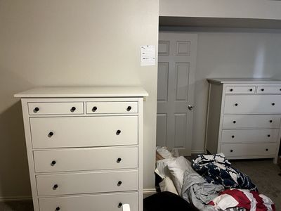 Two matching IKEA HEMNES White 6-Drawer Dresser with Black Knobs