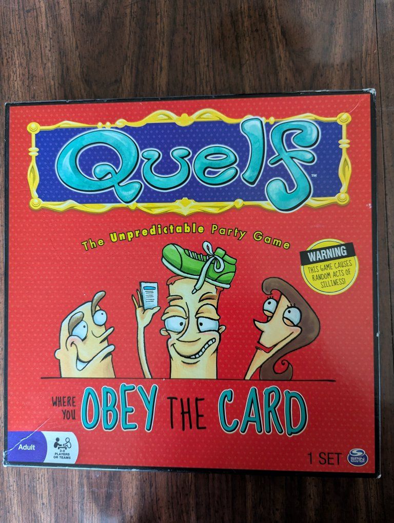 Quelf The Unpredictable Party Game Adult Board Game Spin Master Complete