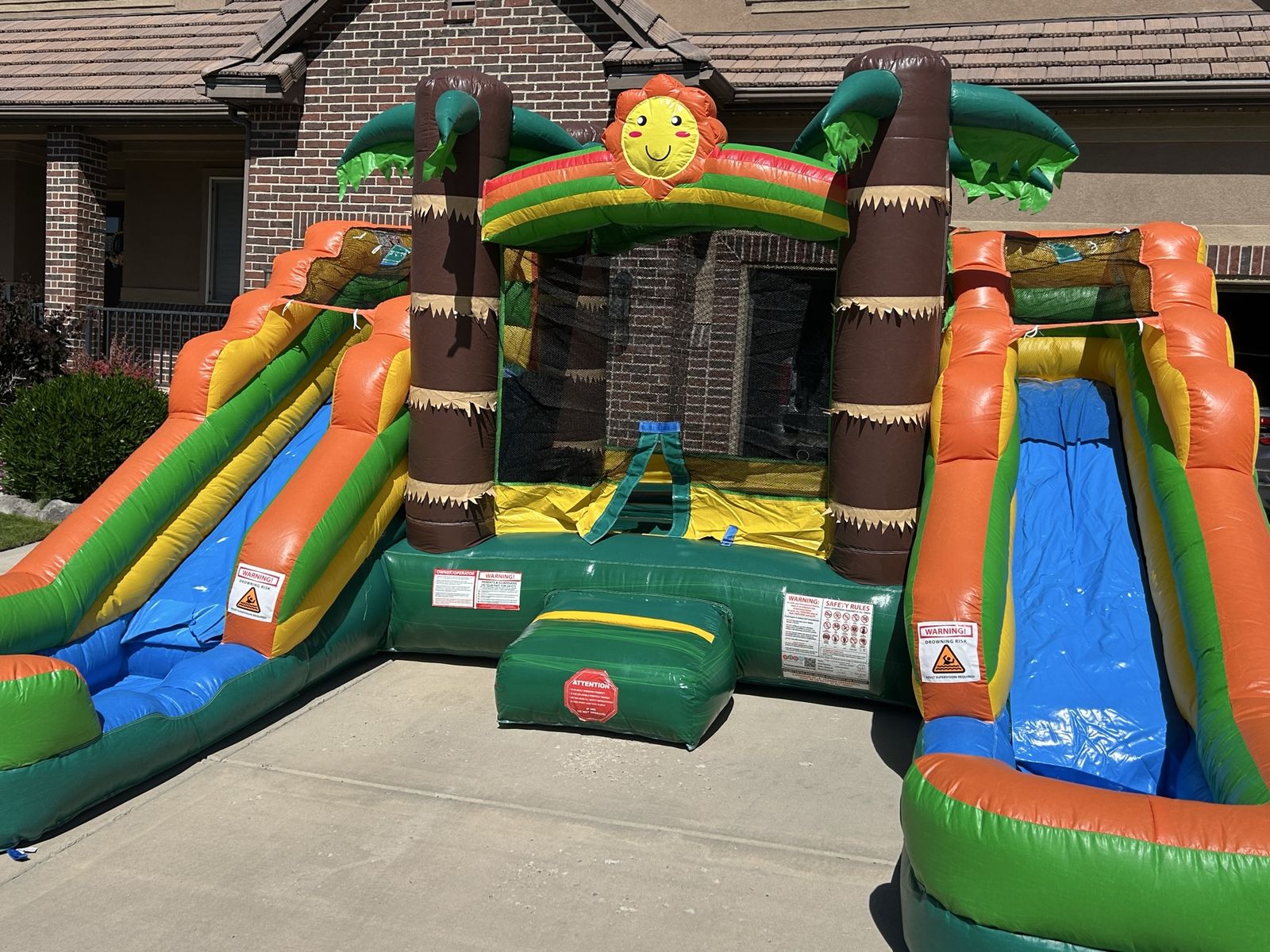Jungle Adventure Inflatable Bounce House with Dual water slides