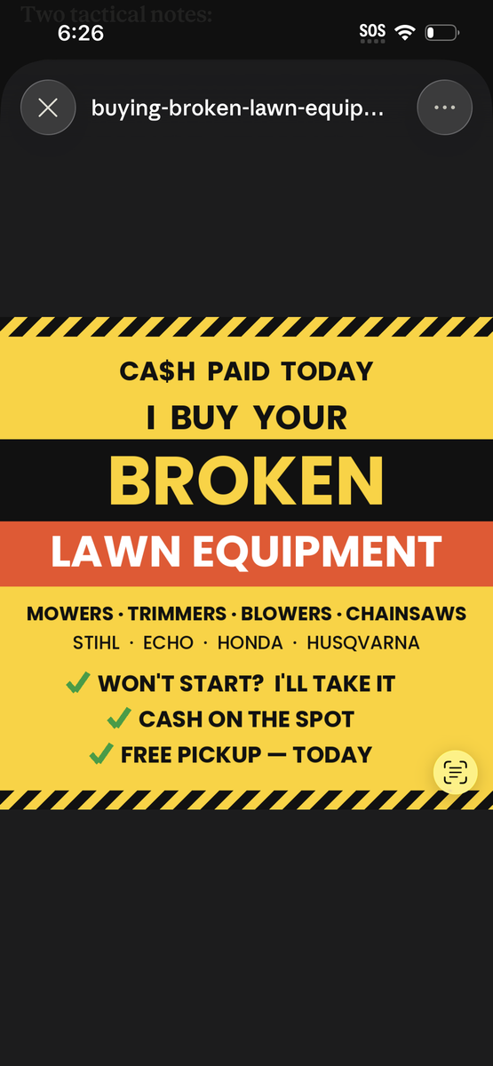 I WILL BUY YOUR BROKEN MOWER/TRIMMERS/BLOWERS/CHAINSAWS