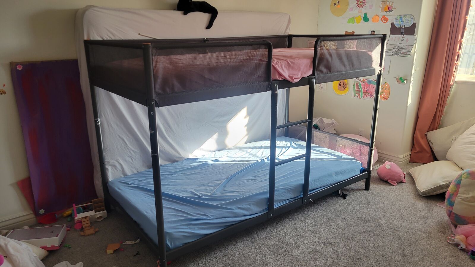 Ikea bunk bed/ 2 mattresses /2 bed sheets /2 waterproof bed sheets