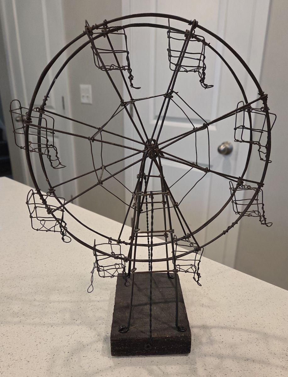 VTG Folk Art Hand Sculpted Ferris Wheel