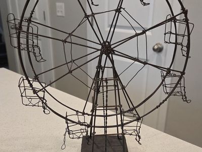 VTG Folk Art Hand Sculpted Ferris Wheel