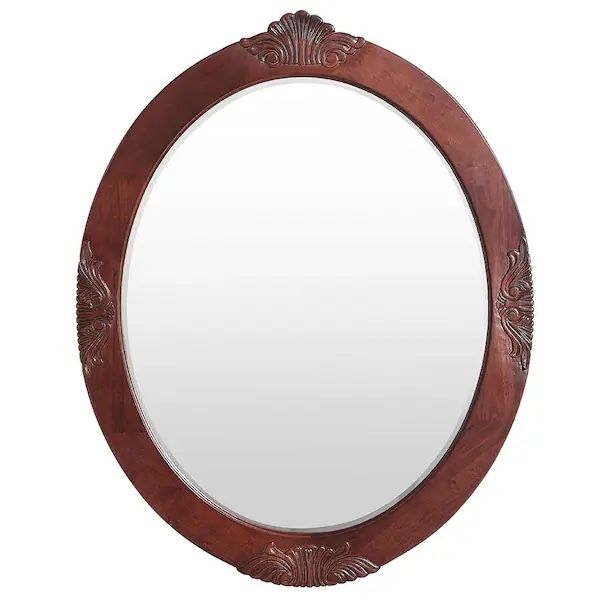 Winslow 30x38 Cherry Round Vanity Mirror • Solid Wood Frame • Brand New