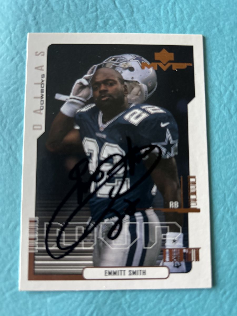 Emmitt Smith Autograph Dallas Cowboys Hand Signed NFL Football Card Auto Upper Deck